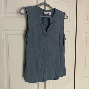 (Sigrid Olsen) Blue Tank Top with Mini V-neckline size L